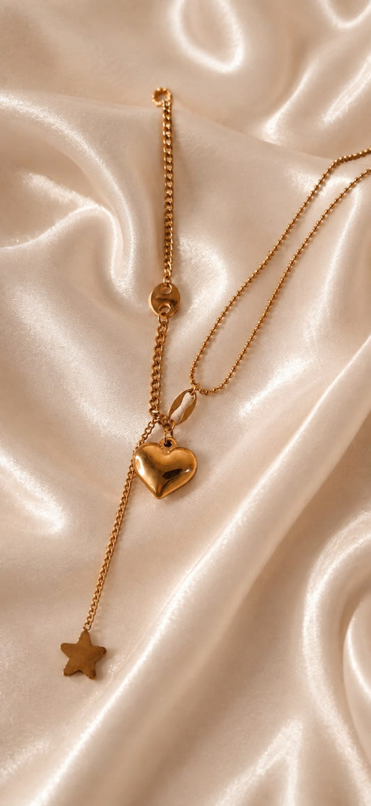 Celestial Heart & Star Necklace