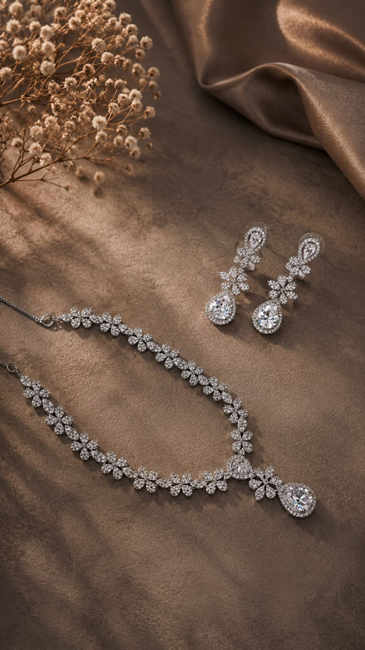 Floral Teardrop Grace Necklace Set