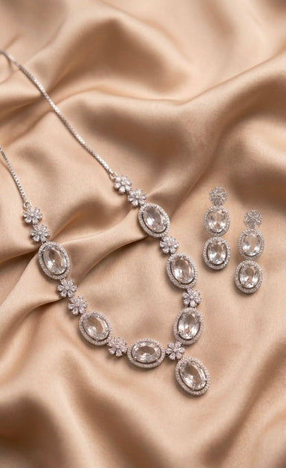 Celeste Crystal Oval Necklace Set