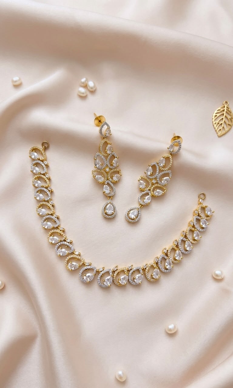 Zareen Teardrop Crystal Necklace Set