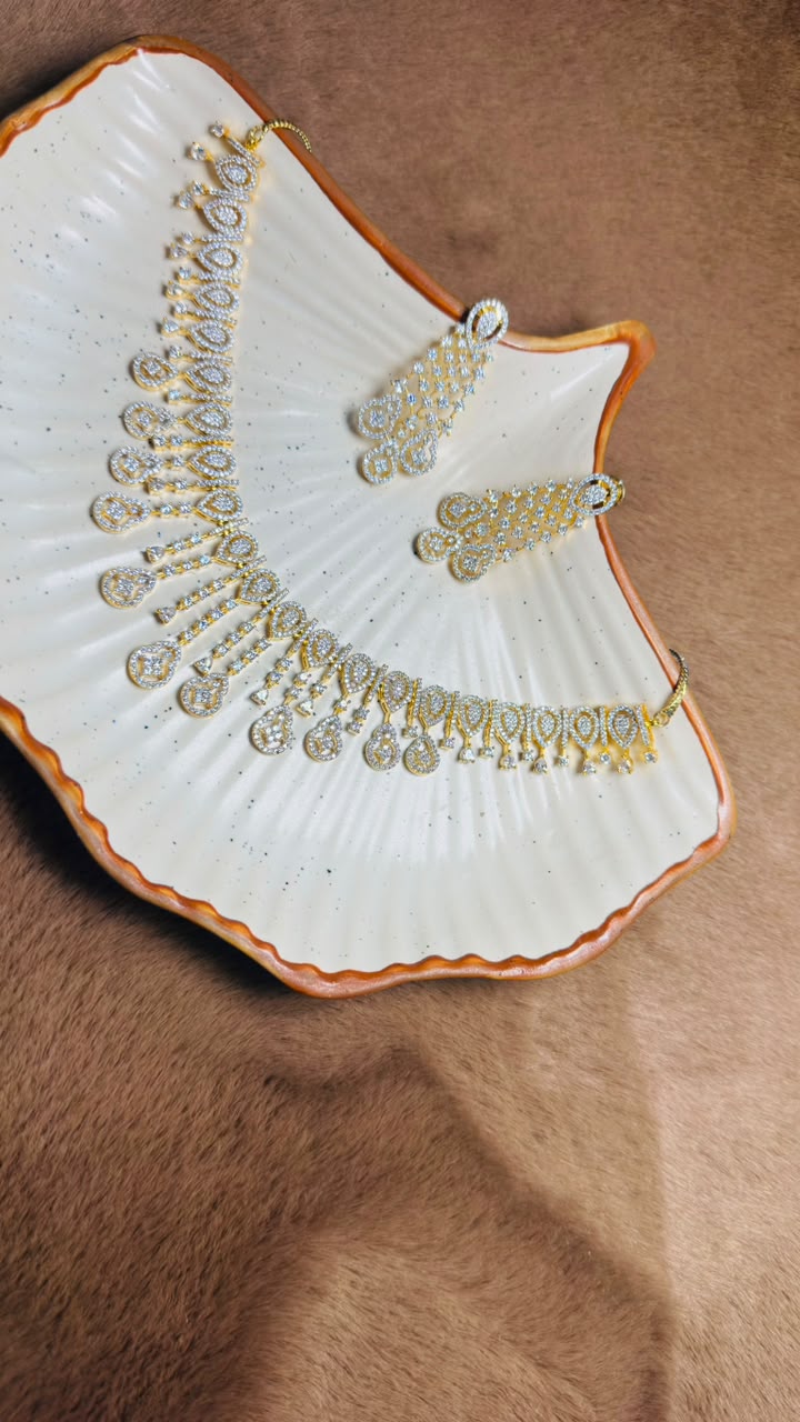 Meher Crystal Cascade Necklace Set
