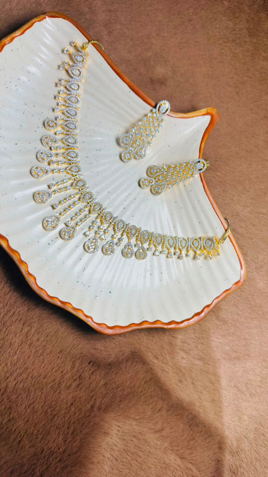 Meher Crystal Cascade Necklace Set