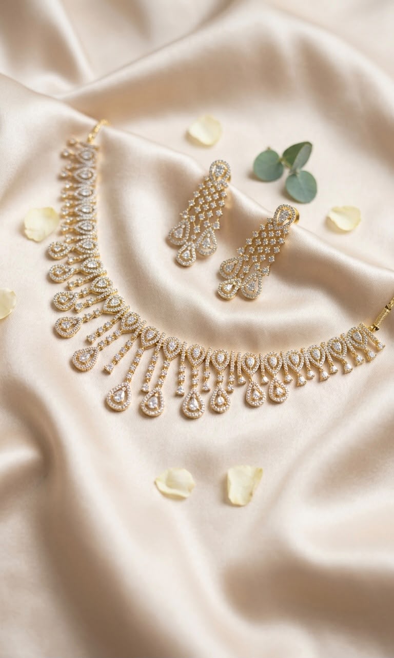 Meher Crystal Cascade Necklace Set