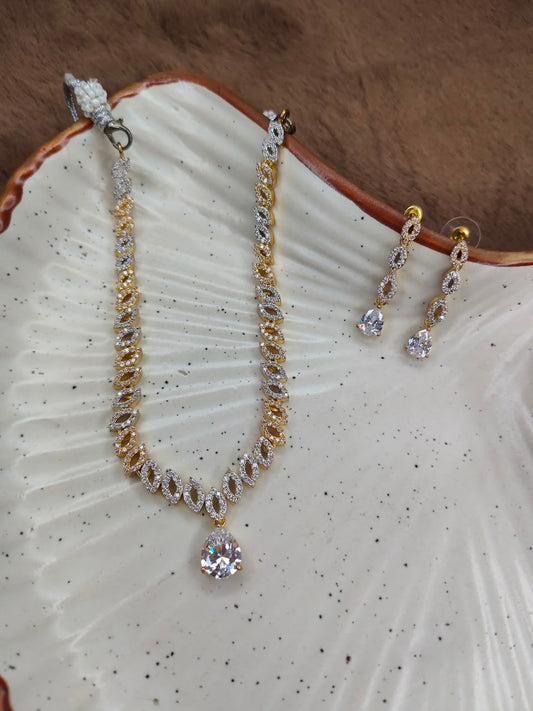 Elara Infinity Drop Crystal Necklace Set