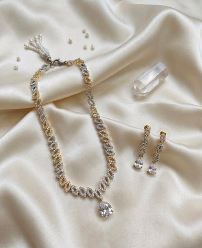Elara Infinity Drop Crystal Necklace Set