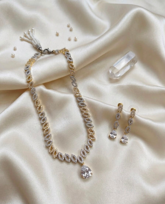 Elara Infinity Drop Crystal Necklace Set