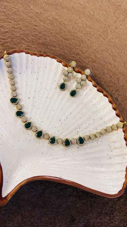 Emerald Bloom Tennis Necklace Set