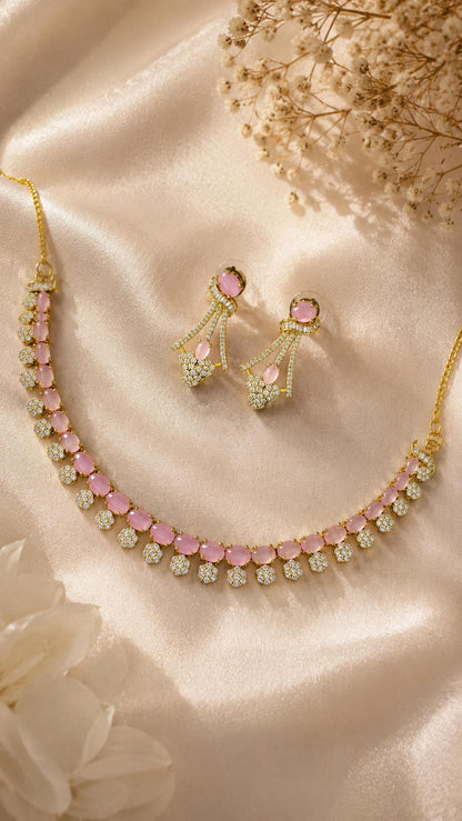 Blush Pink Blossom Necklace Set