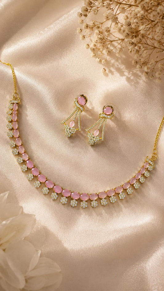 Blush Pink Blossom Necklace Set