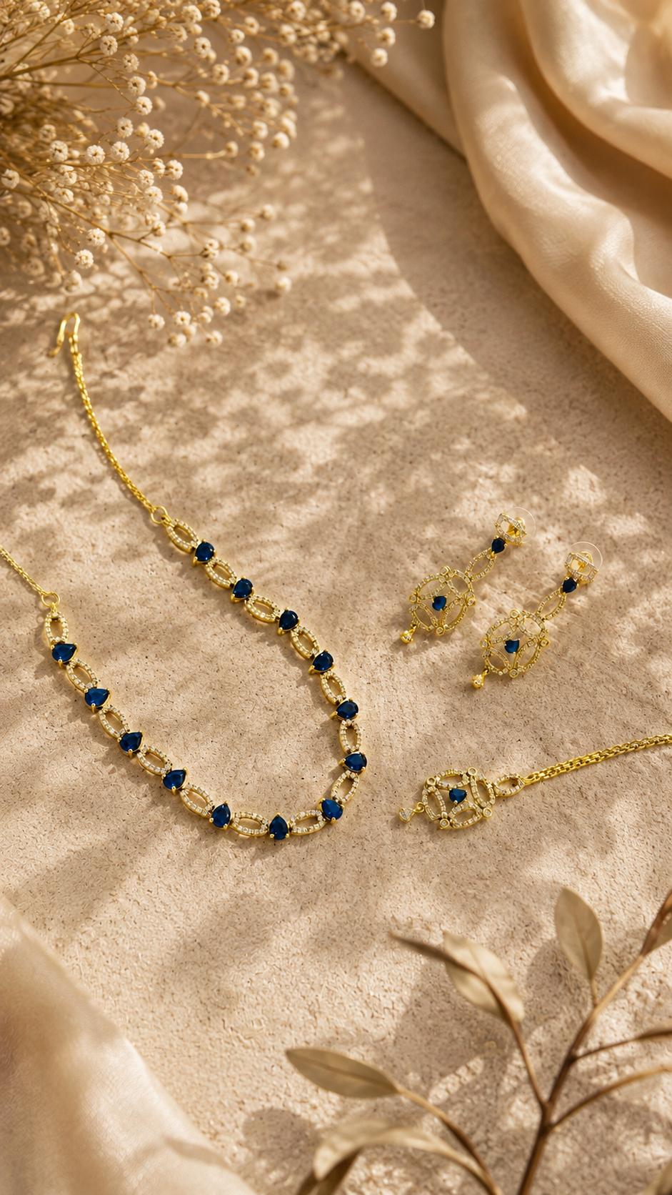 Midnight Blue Link Necklace Set