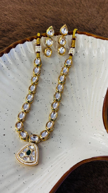 Emerald Kundan Statement Necklace Set
