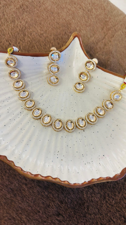 Moissanite Halo Classic Necklace Set