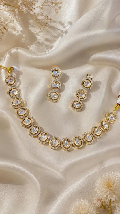 Moissanite Halo Classic Necklace Set
