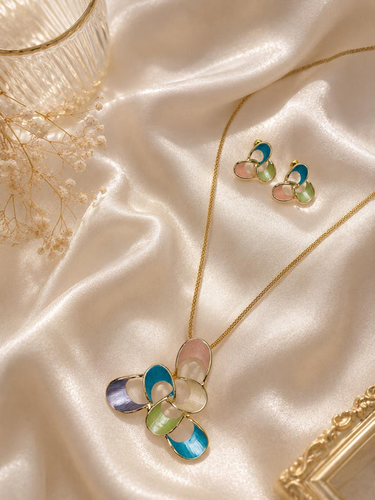 Bloom Enamel Necklace & Earrings Set