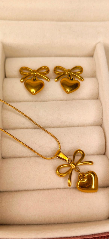 Love Knot Bow Necklace Set