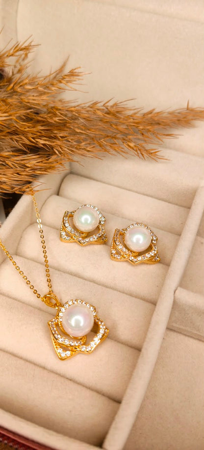 Pearl Petal Necklace & Earring Set