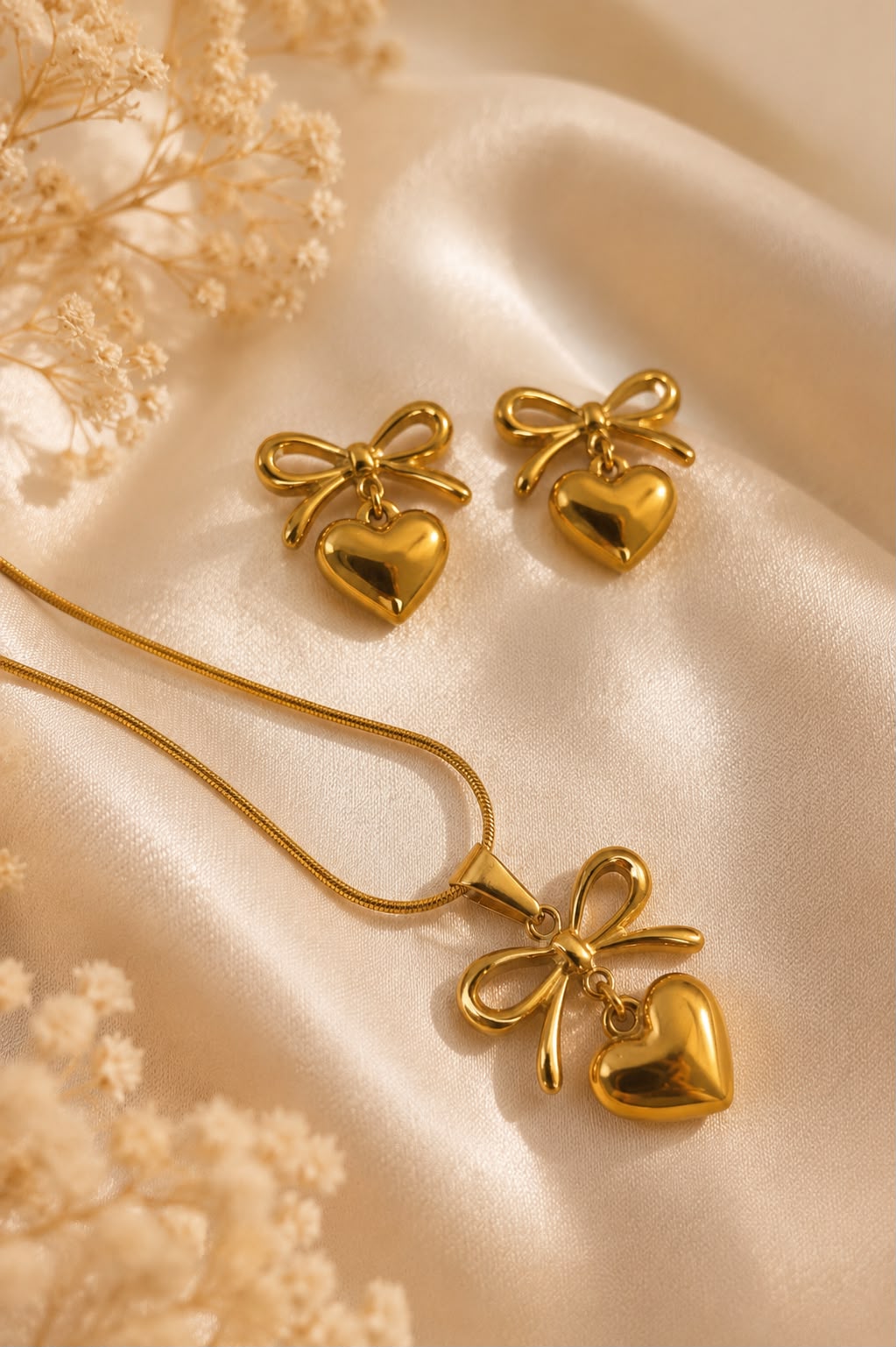 Love Knot Bow Necklace Set