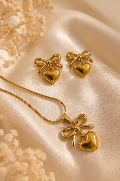 Love Knot Bow Necklace Set