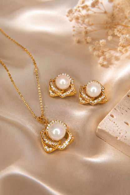Pearl Petal Necklace & Earring Set