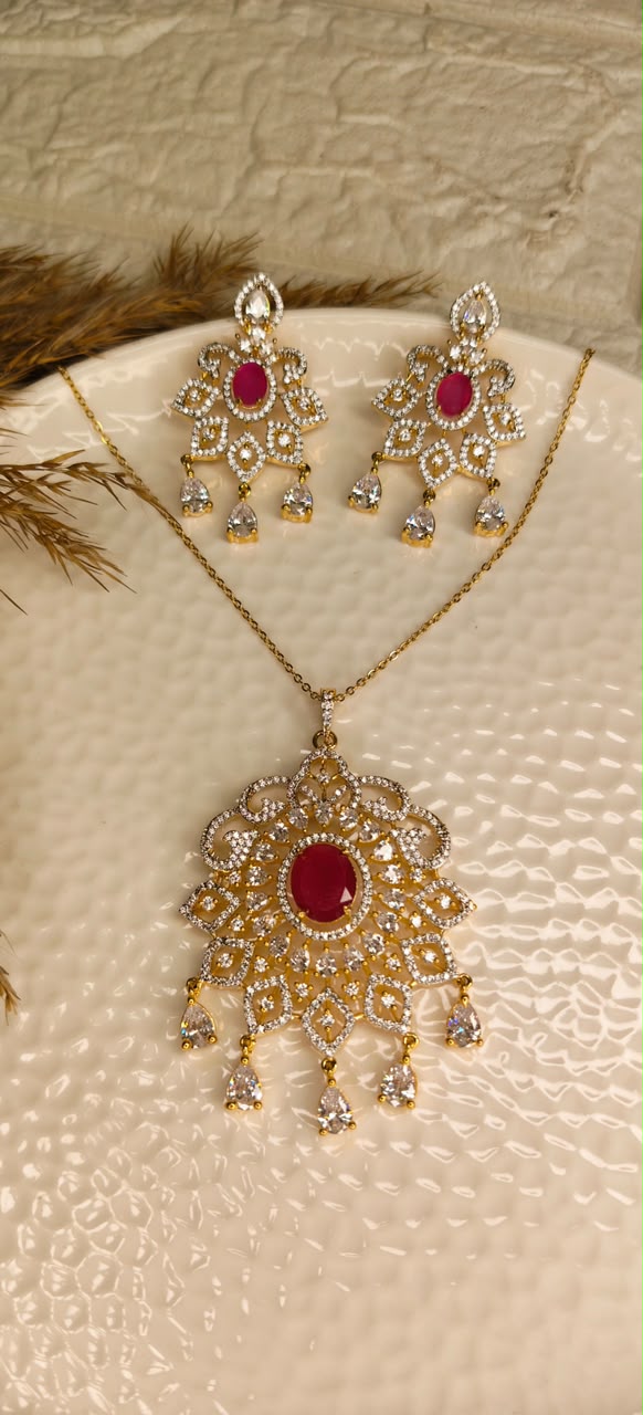 Ruby Royale Pendant Set