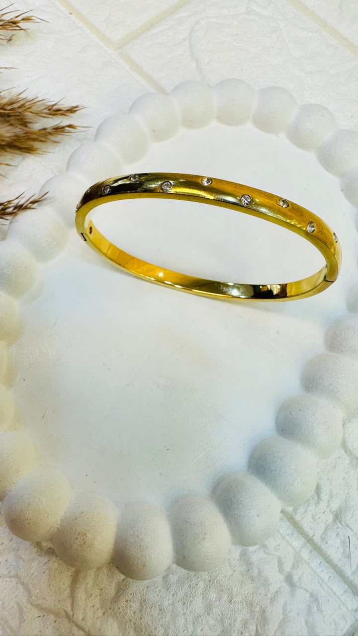 Golden Dotted Glow Bangle Bracelet