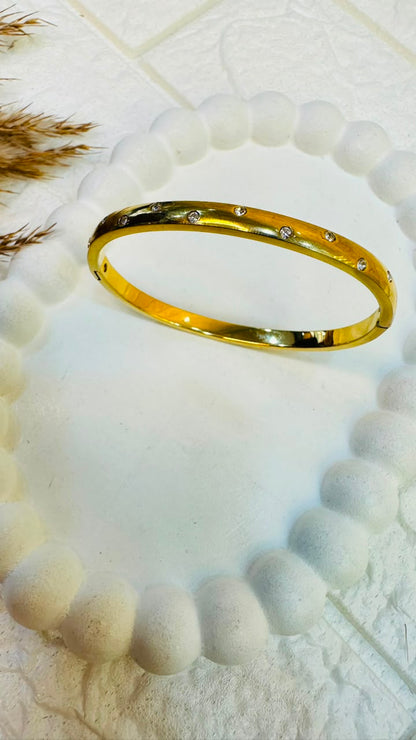 Golden Dotted Glow Bangle Bracelet