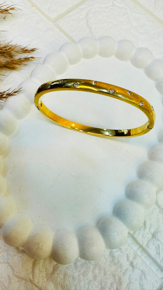 Golden Dotted Glow Bangle Bracelet