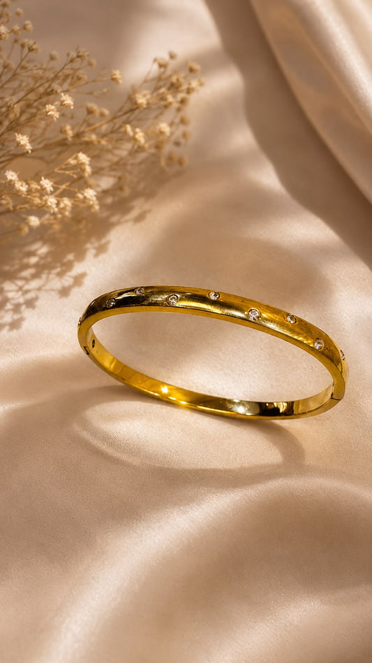 Golden Dotted Glow Bangle Bracelet