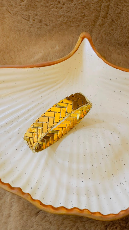Golden Herringbone Luxe Bangle Bracelet