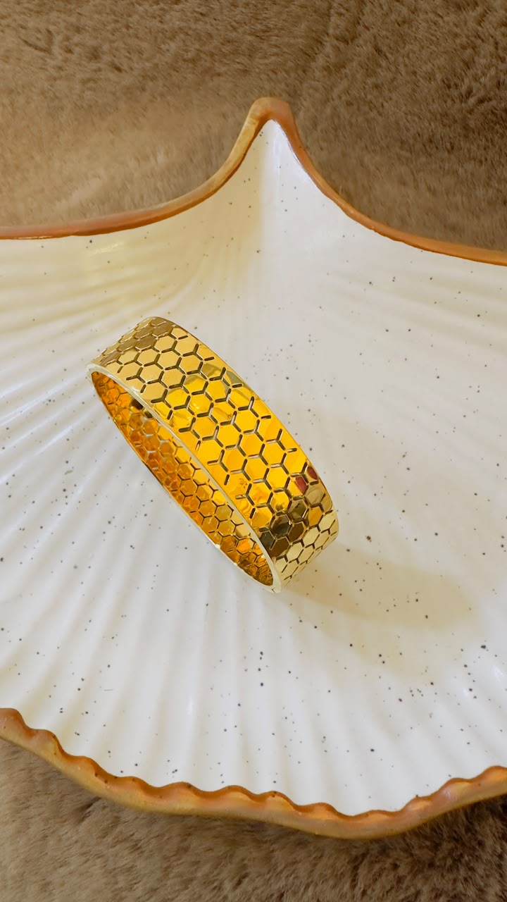Golden Mosaic Bangle Bracelet