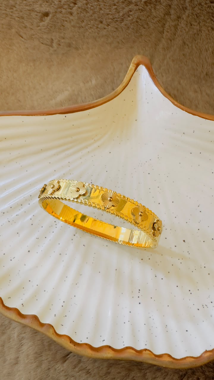Aaira Floral Gold Bangle Bracelet