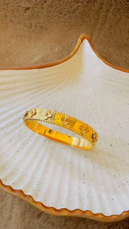 Aaira Floral Gold Bangle Bracelet