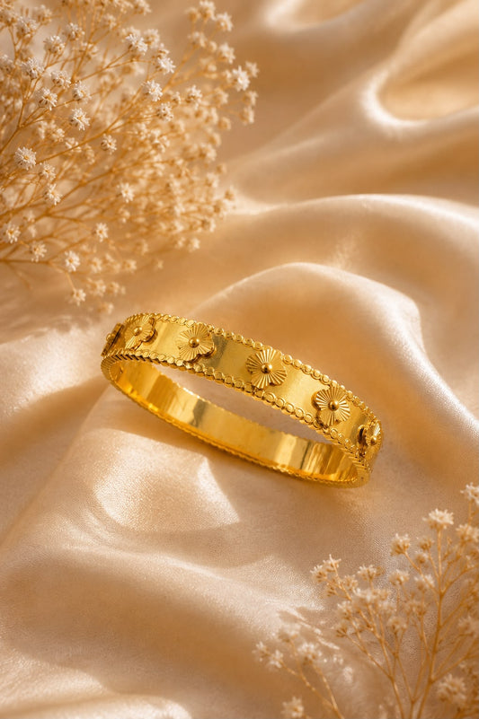 Aaira Floral Gold Bangle Bracelet