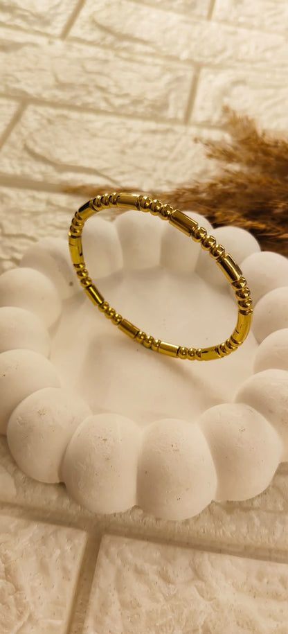 Golden Beaded Harmony Bangle Bracelet