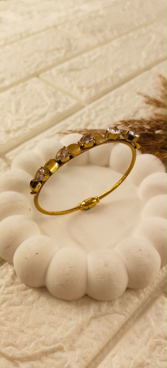 Golden Crystal Luxe Cuff Bangle Bracelet