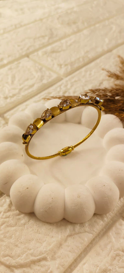 Golden Crystal Luxe Cuff Bangle Bracelet