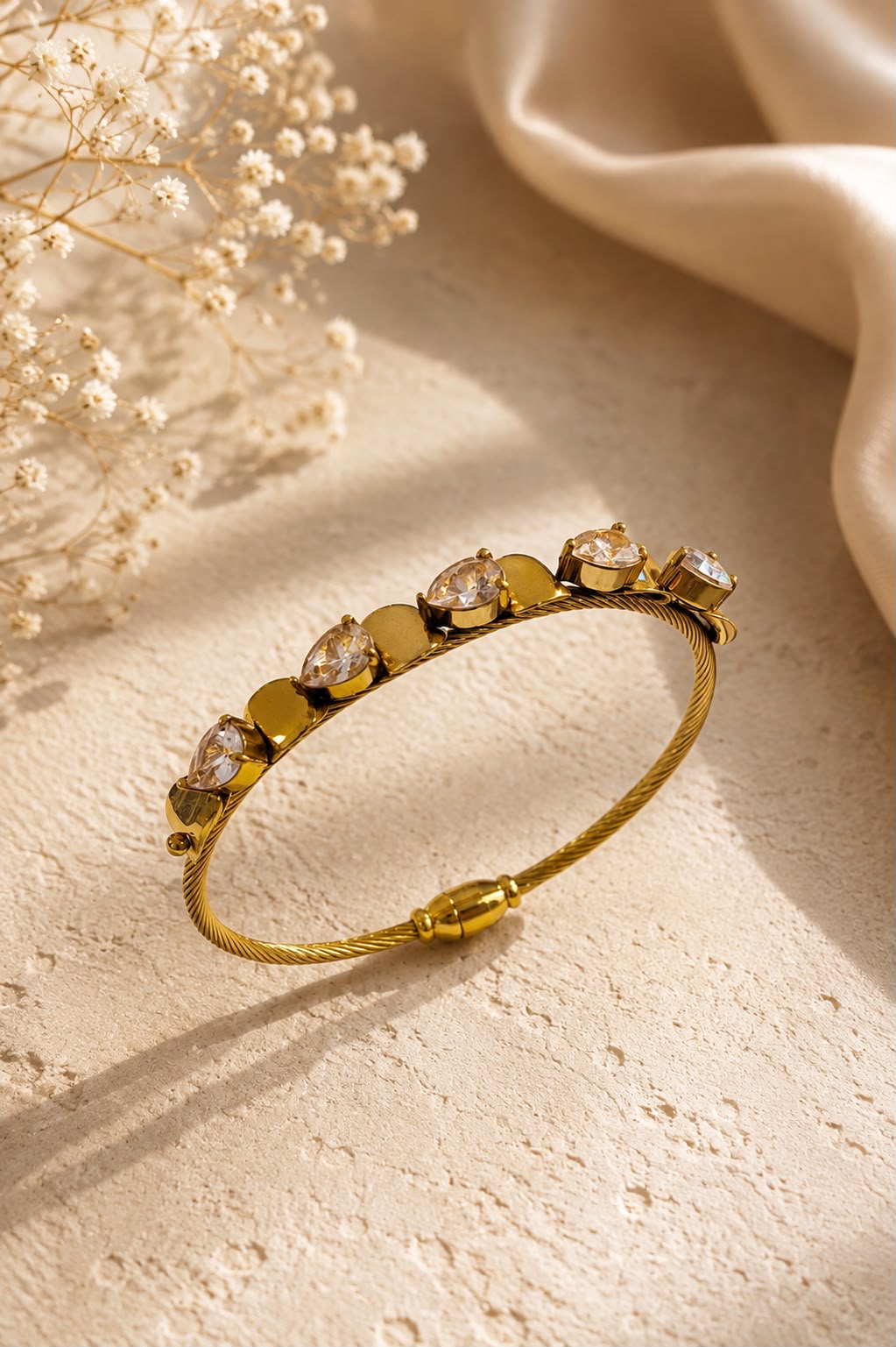 Golden Crystal Luxe Cuff Bangle Bracelet