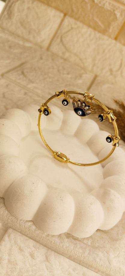 Evil Eye Charm Bangle Bracelet