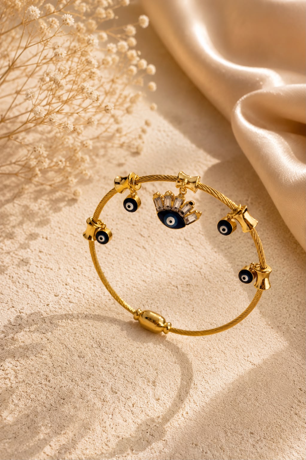 Evil Eye Charm Bangle Bracelet