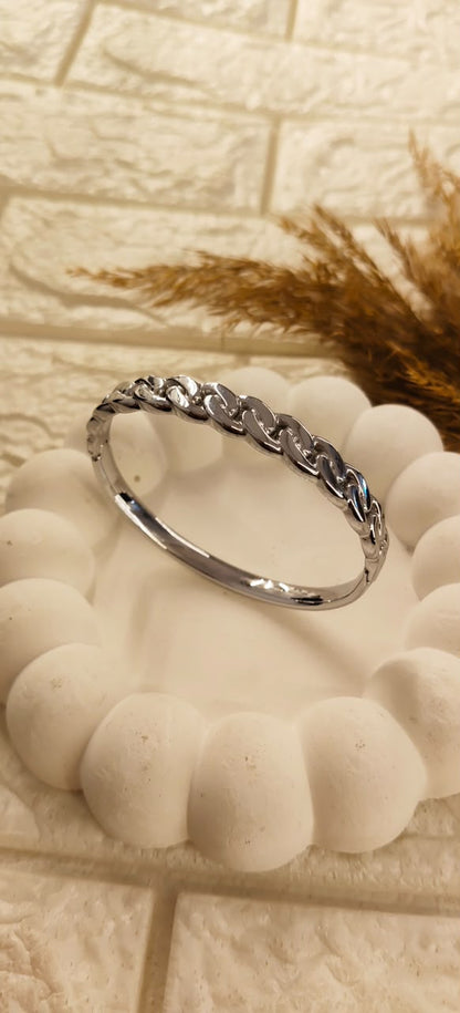 Meher Silver Twist Bangle Bracelet
