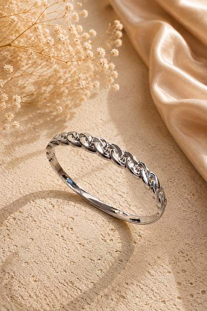 Meher Silver Twist Bangle Bracelet