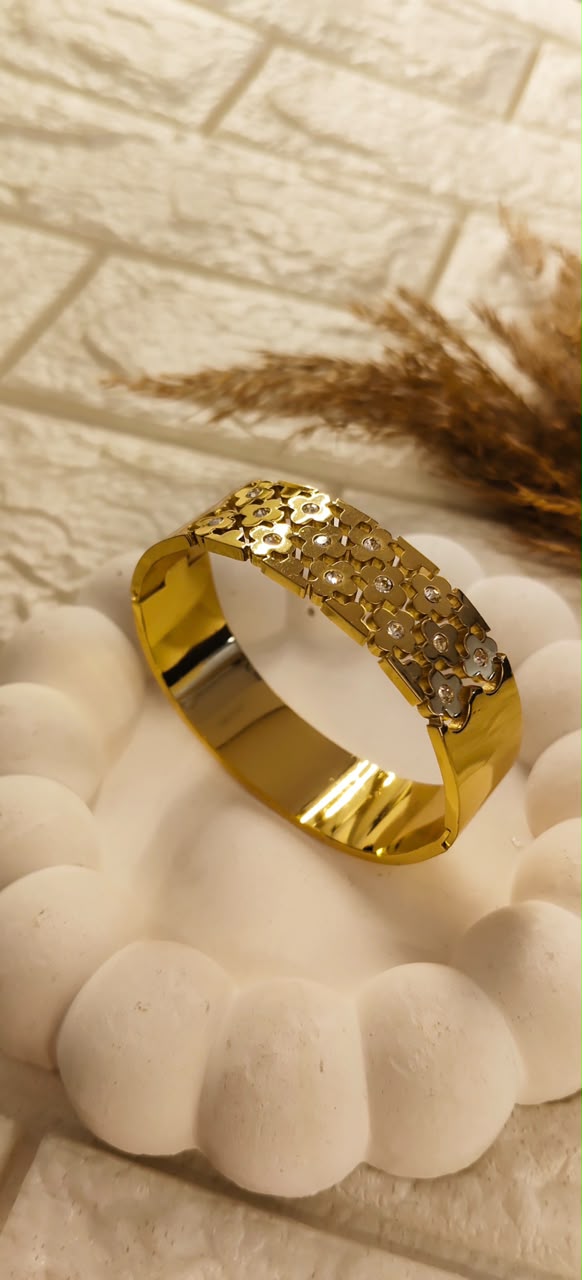 Floral Crystal Bangle Bracelet