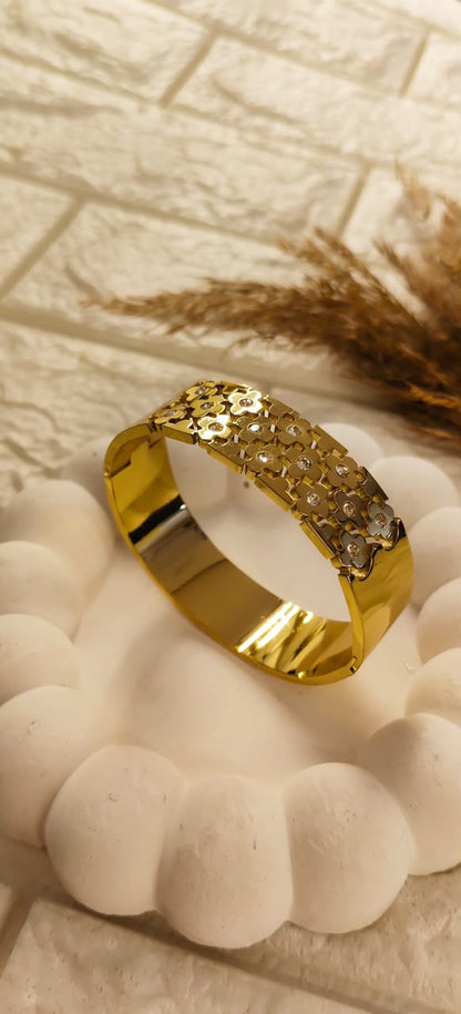 Floral Crystal Bangle Bracelet