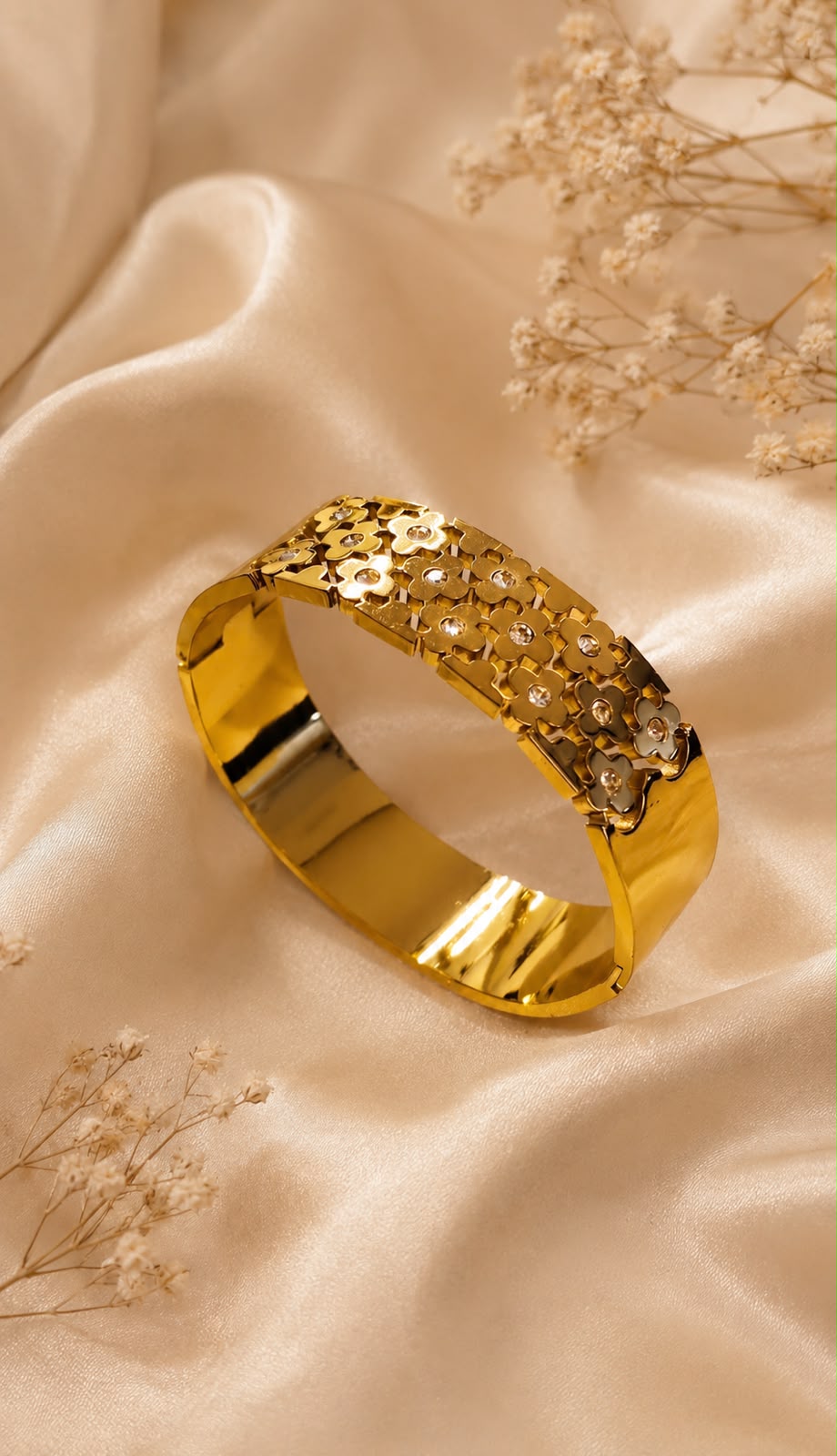 Floral Crystal Bangle Bracelet