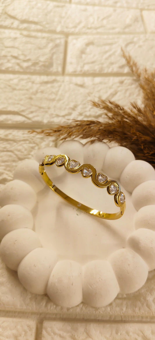 Heart Crystal Cuff Bracelet