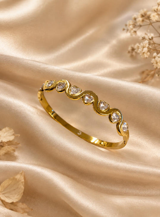Heart Crystal Cuff Bracelet