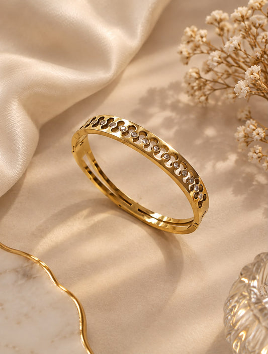 Celestia Golden Link Bangle Bracelet
