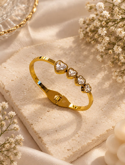 Amara Heartline Crystal Bangle Bracelet