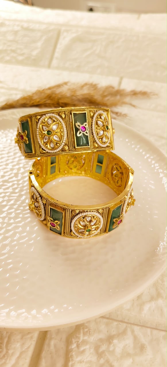 Emerald Ruby Royal Kundan Bangles