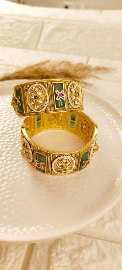 Emerald Ruby Royal Kundan Bangles